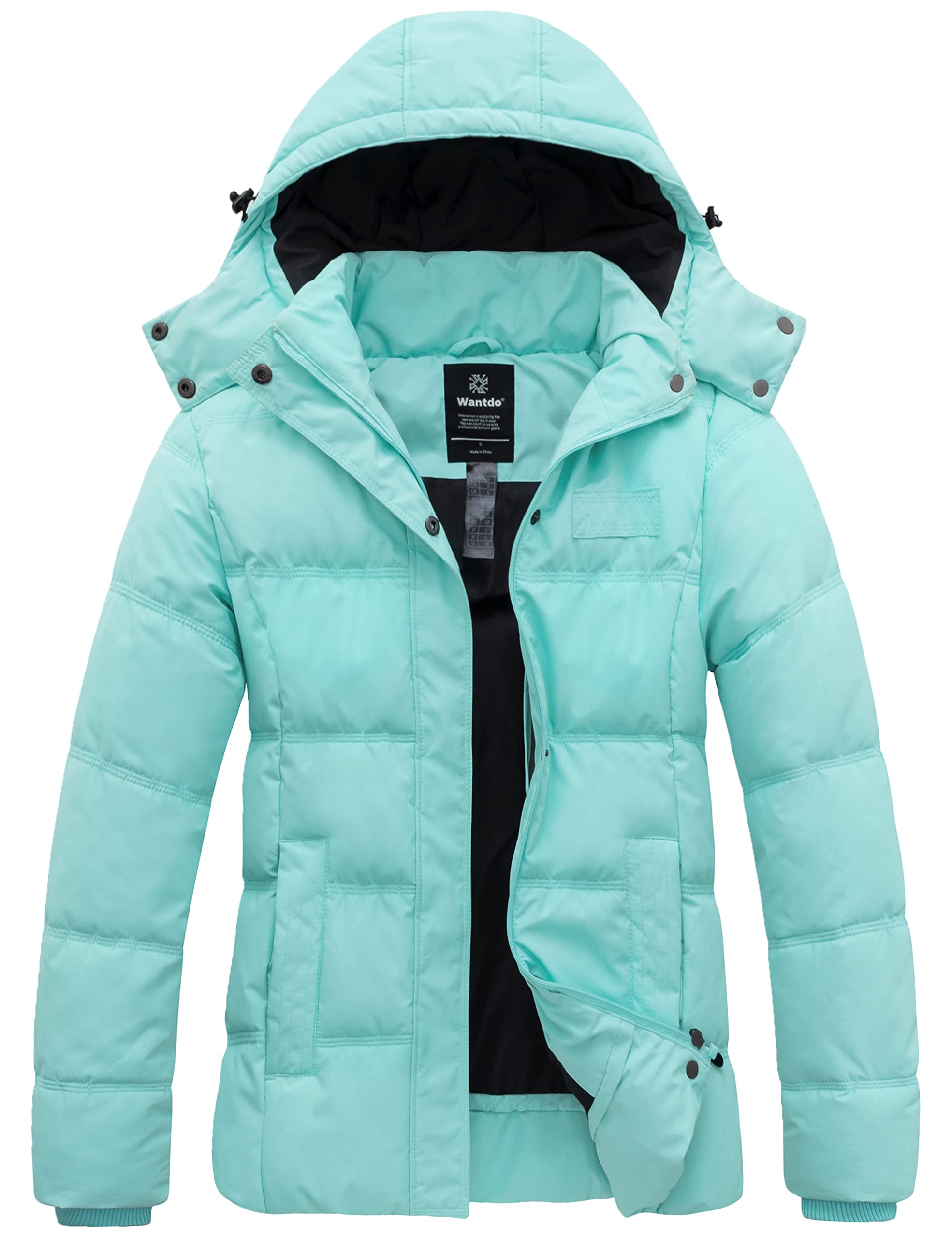 Wantdo Women's Hooded Warm Winter Coat Quilted Thicken Puffer Jacket with Removable Hood